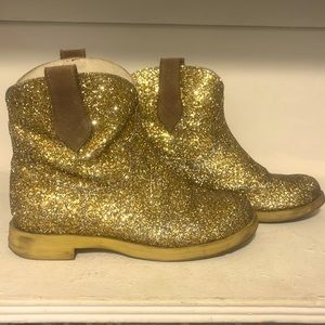 Portuguese gold sparkle short cowboy booties